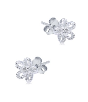 Beautiful Flower Crystal Silver Stud Earring STS-6463